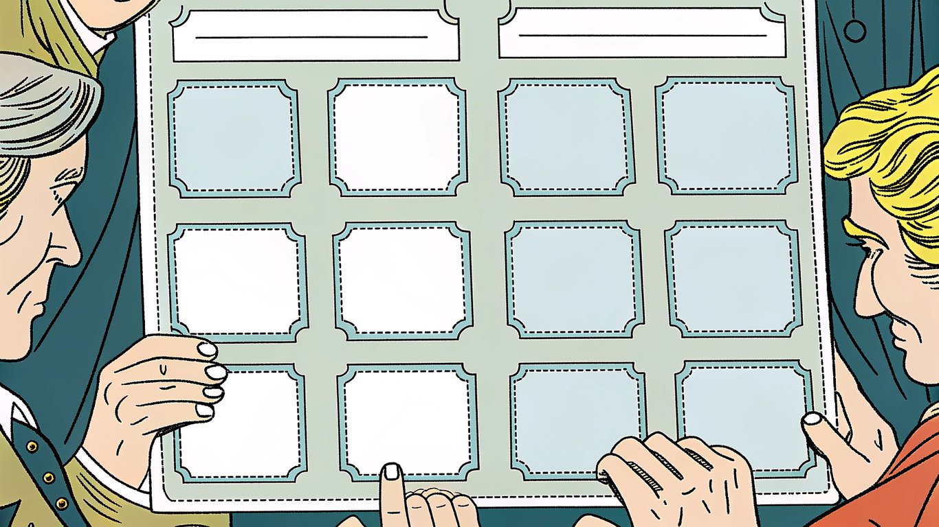 A template with empty slots for words, symbolizing predictable patterns in conspiracy theories.